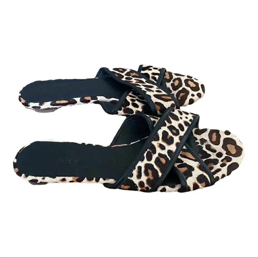 J. Crew | Cora Leopard Criss Cross  Sandals | 8